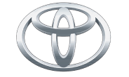 Logo da empresa toyota em cores cinzas com um formato arredondado simbolizando a letra T.